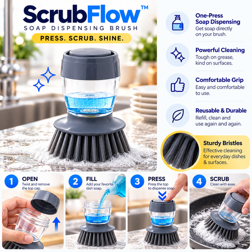 ScrubFlow™ 3-in-1 Soap Dispensing Brush